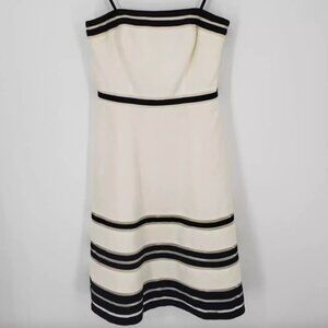 NWT Vintage Ann Taylor Fit and Flare Strapless Midi Dress Black and White Size 2